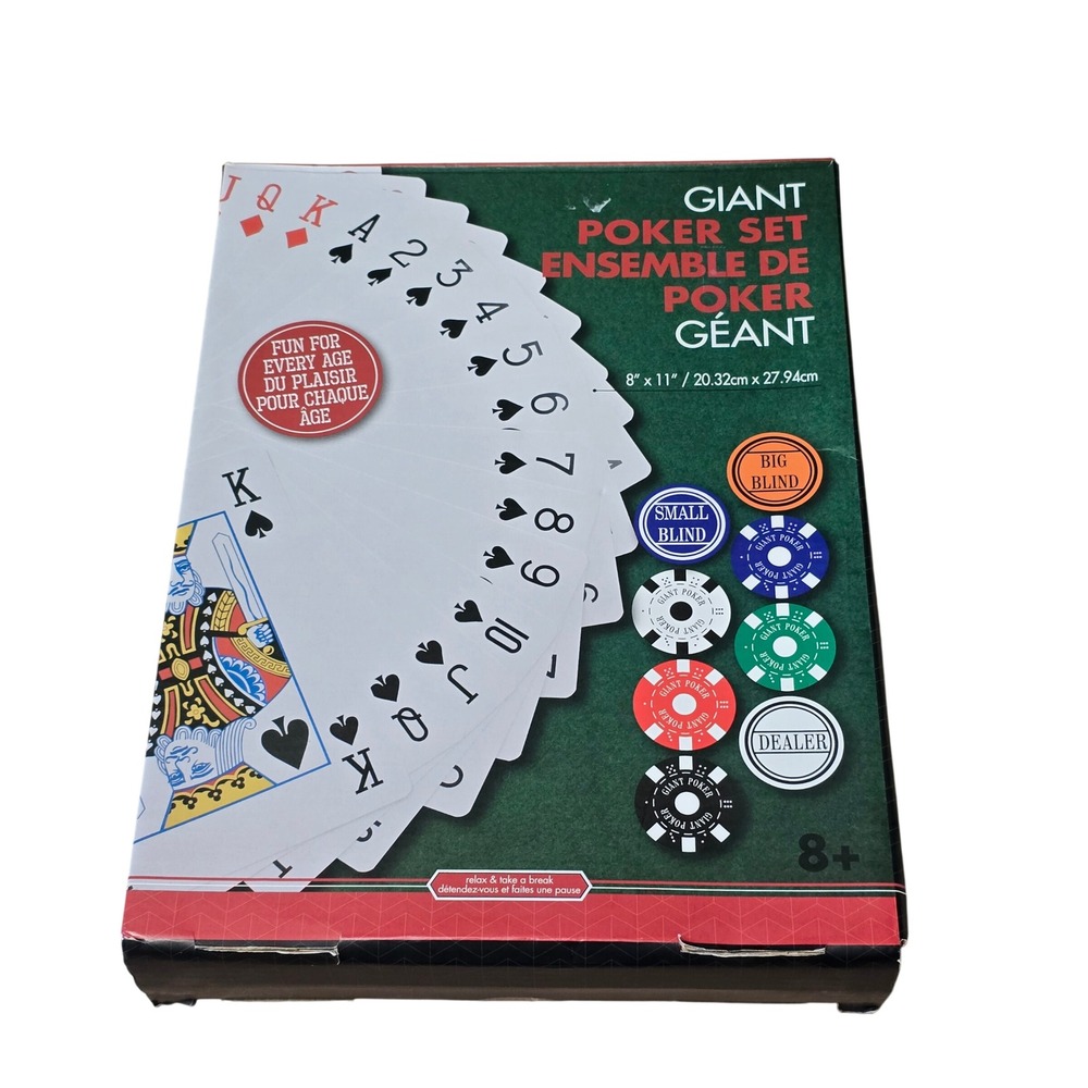 CTG Brands Giant Poker Set Oversized 8x11 Playing Cards 108 Jumbo Chips 29005